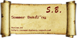 Sommer Bekény névjegykártya